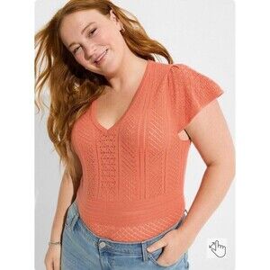 Torrid Everyday Soft Knit Top Sweater Pullover Pointelle Apricot Size 2X NWT’s